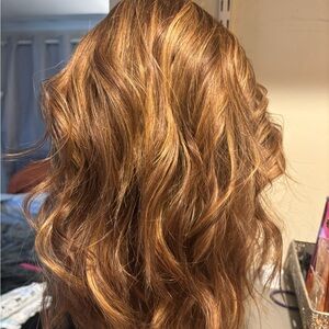 Human Hair Wig Red tones by Wig Pro 15” in length nape 8” bangs 4-1/4 inche